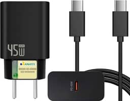 Carregador Turbo 45W + Cabo USB-C de 1m - Carregamento Rápido e Eficiente para iOS, Android, Tablets e Todos os Dispositivos com USB Tipo-C - Tecnologia GaN, Segurança Garantida