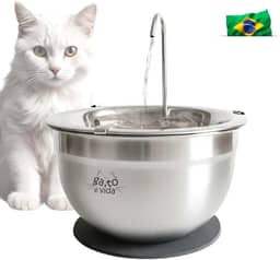 Fonte Bebedouro Para Gatos Inox 2 Litros com Filtro de Carvão Ativado + Tapete - Gato é Vida