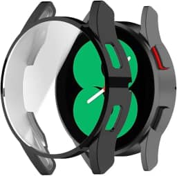 Capa Case Bumper Protetora com Película de Silicone Embutida para Galaxy Watch 4 40mm SM- R860 R865 LTE - Preto