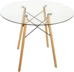 Mesa Jantar Eiffel Charles Eames Quadrada Tampo Vidro Redondo ou Quadrado Temperado 6mm Jt Home (TAMPO REDONDO, 70CM)