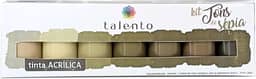 Tinta Acrílica Para Artesanato Talento, 7 Cores de 37ml, Tons de Sépia