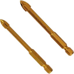 Kit 2 Broca de Titânio de 6mm e 8mm para Vidro, Azulejo, Cerâmica e Porcelanato com Ponta Cruzada e Haste Sextavada