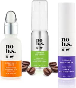 No B.S. Skincare Under Eye Treatment Set - Cafeína Eye Cream + Vitamina C Serum + Retinol Cream - Puffy Eye Treatment para olhar mais desperto. Creme refirmante para olhos para olheiras e rugas nos pés de galinha