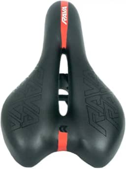 TSW Banco Selim Bicicleta Gel Vazado 270x150mm Unissex Bike Mtb Gravel Speed Ceres Rava Preto com Vermelho