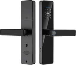 Fechadura Eletronica,5 en 1 Fechadura Digital Biometria,Fechadura Inteligente com TUYA APP Wifi,Cartão IC, Chave, Impressão Digital, Senha,Que Exibem um Código Virtual