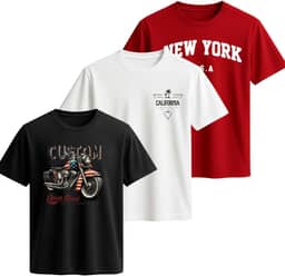 Kit 3 Camisa Masculina Basica Casual Homem Moderno Estampada Dtf 100% Algodão Fio 30.1