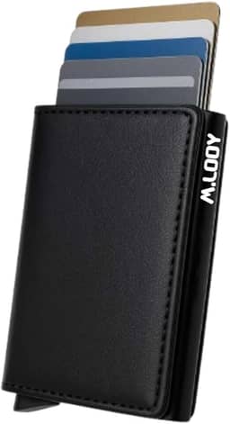 Carteira Antifurto, Proteção RFID, Mágica, Futurista, Porta-Cartões, Minimalista, Slim Pop Up (Preto)