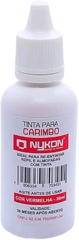 Tinta para Carimbo 30ml Nykon – Refil para Carimbos e Almofadas, Secagem Rápida, Alta Durabilidade, Ideal para Escritórios e Uso Profissional (Vermelho)