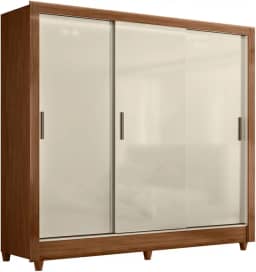 Guarda Roupas Casal com 3 Portas de Correr 2 Gavetas França Madeirado/Areia