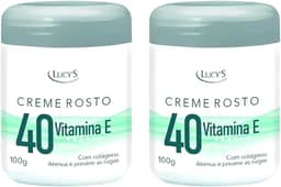 Kit 2 Cremes Facial 40 Para Rugas Antirrugas Antissinais Clareador Com Colágeno e Vitamina E 100g