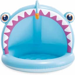 Intex Piscina infantil insuflável Angler Fish, 127 x 102 x 86 cm, com para-sol, chão acolchoado, design de peixe abissal em 3D, capacidade 45 l, para crianças de 1-3 anos, vinil resistente (58400)