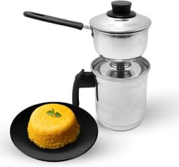 Cuscuzeira Individual de Alumínio Polido, 23 cm de Altura, Cozimento Uniforme, Ideal para Porção Individual