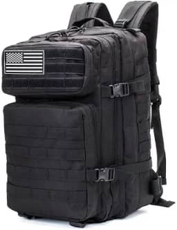 Mochila tática militar, 45 litros, sistema Molle, mochila para uso militar, mochila de emergência para caminhadas, acampamentos e atividade ao ar livre - Preta
