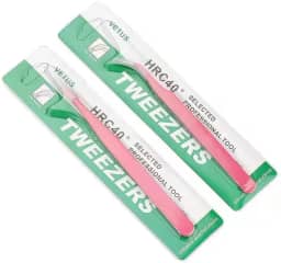 Set C/ 2 Pinças Curvatura E Reta Extensão De Cílios Cor Rosa