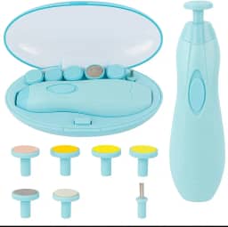 Cortador e Lixa de Unha Elétrico para Bebês 6 em 1 com Luz LED Silencioso e Seguro, Estojo Portátil Incluso, Ideal para Recém-Nascidos, Crianças e Adultos – Fácil e Indolor (Azul)