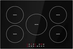 Davivy Fogão de indução de 76 cm com 5 queimadores, topo de fogão de indução embutido com 5 queimadores, 9 níveis de aquecimento, trava de segurança para crianças, controle de toque do sensor