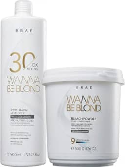 Kit Água Oxigenada 30 Volumes 9% 900ml + Pó Descolorante 500g Wanna Be Blond Braé