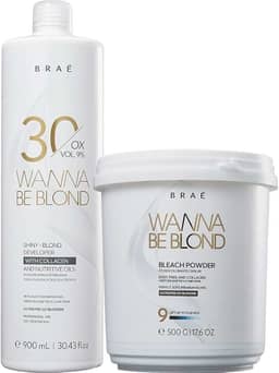 Kit Água Oxigenada 30 Volumes 9% 900ml + Pó Descolorante 500g Wanna Be Blond Braé