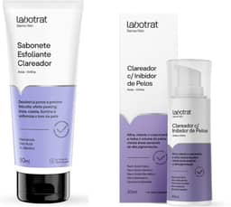 Kit Clareador e Inibidor de Pelos Labotrat Dermo Skin com Sabonete Esfoliante 80ml e Sérum Clareador 30ml Clareia Manchas Reduz Pelos e Foliculite para Axilas e Virilha com Tecnologia Nanotecnológica