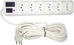 Filtro De Linha 5 Metros Régua Protetor Elétrico 6 Tomadas (Branco, 5 metros)