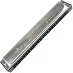 Gaita de Boca Diatônica Harmônica, 24 Furos, Azul, Aço Inoxidável e ABS, Afinação em Dó (C), 19.3cm