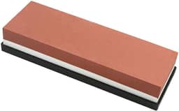 Pedra de Amolar Dupla Face para Facas, Grãos 400/1000, com Base Antiderrapante (Vermelho e Branco)