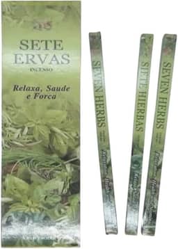 Kit de Incensos Indianos 7 Ervas para Limpeza Espiritual, 6 Unidades