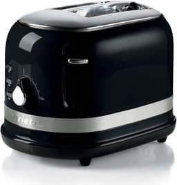 Ariete 149, Torradeira Eletrica Linha Moderna, 750W, 6 Níveis de Tostagem, Funções: Torrar, descongelar, reaquecer, Corpo Aço Inoxidável, 220V - Preto