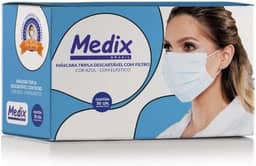 Medix Máscara Tripla Descartável Com Filtro (Bfe) Azul - Caixa Com 50 Unidades