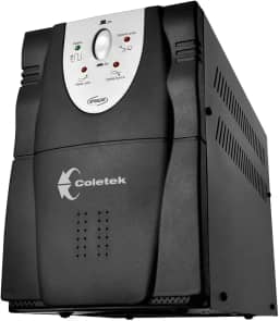 Estabilizador Coletek ES-3200VA Preto,Tensão nominal de entrada bivolt automático e saída 115V, 6 Tomadas elétricas tripolares de saída padrão NBR 14136, 4-10A e 2-20A Frequência 60Hz