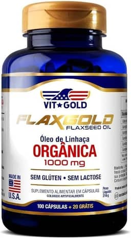 Óleo De Linhaça Flaxgold 1000mg Vitgold 100 cápsulas