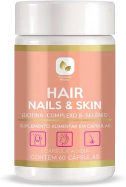 Vitamina Cabelos Pele e Unhas Crescimento Capilar, Anti Queda, Fortalecimento 1 Cápsula/Dia Nutreace Beauty