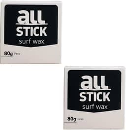 Parafina Surf All Stick 80g Parafina para prancha de surf, longboard, Skimboard, Funboard - Kit c/ 2 und + raspador (Água Morna: 20C° e 25C°)