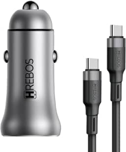 Hrebos Premium Carregador Veicular Premium Com Cabo Type-C 60W CRV-202