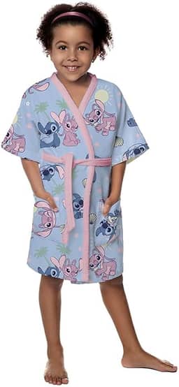 Roupão Aveludado Infantil Quimono Estampado Stitch G - 8 a 12 Anos Com 1 peça