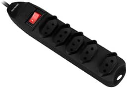 Filtro de Linha Multi com 5 Tomadas, Cabo de 90cm e Proteção Contra Sobretensão Preto - WI297