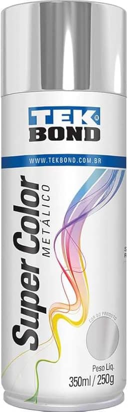 Tinta Spray Metalico Cromado 350Ml/250G - 01 Unidade, Tekbond, 23281006900, Prata, Pacote De 315