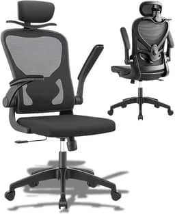 Cadeira de Escritório Home Office Ergonômica Premium, Apoio Lombar, Base Reforçada, Reclinável, Cabide, Altura Regulável e Braços Dobráveis