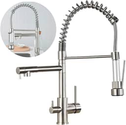 Torneira de Cozinha Monocomando Gourmet Aço Inox 304 2 Saídas Luxo Diversas Cores Brinovar (PRATA)