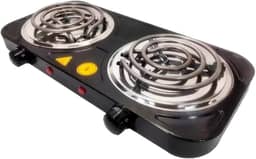 Fogareiro Elétrico Portátil 2 Bocas 2000W 127V – Fogão Cooktop de Mesa para Camping, Viagem e Uso Doméstico (Preto)
