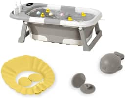 Banheira Dobrável Compacta Com Termômetro Cinza Yuupi