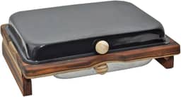 Tábua Inteligente Para Churrasco Corte de Carne Com Bandeja E Tampa Reservatório de Gordura 39x29cm (PRETO)