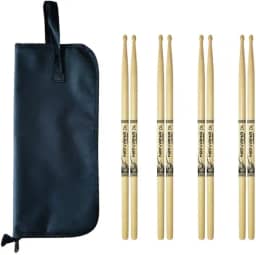 Kit com 4 Baquetas 7A e Bag Simples Preto