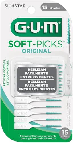 Soft Picks GUM Original, Palitos Interdentais, com estojo portátil, 15 unidades