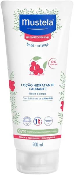 Hidratante e Calmante sem Fragrância para Pele Muito Sensível/Sensibilizada dos Bebês e Crianças, Mustela Bebê, Rosa, Médio/200 ml