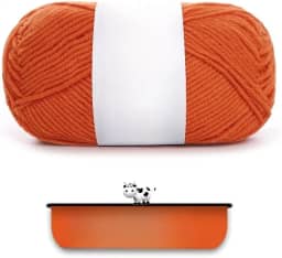 Fio de algodão penteado para tricotar à mão - ultramacio e suave, ideal para roupas, suéteres, cachecóis, material de artesanato (laranja)