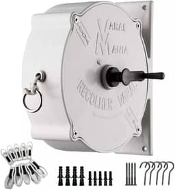 Varal Retrátil de Parede Recolhível com Corda 30m e Kit Instalação – Suporta até 30kg de Roupas