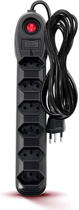 Filtro de Linha de 6 tomadas 2P+T preto CABO 3M Bivolt