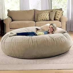 Puff Gigante 1,40m - Capa Decorativa de Suede ou Couro Sintético, Conforto Extremo e Estilo Vibrante(BEGE)