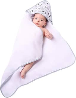 Toalha de Banho Com Capuz Estampado Para Bebê Recém Nascido Panda Cinza